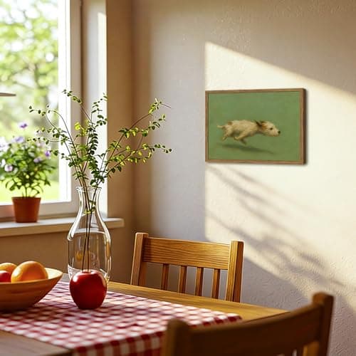 Funny Dog with Zoomies Wall Art Cute Terrier Dog Running Wall Decor Picture Vintage Animal Poster Canvas Painting Print Cute Pet Artwork for Living Room Bedroom 12x16 inch Wood Framed — view 5