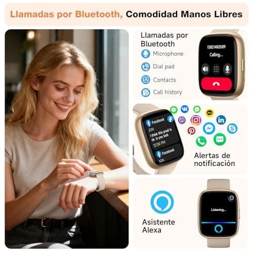 VRPEFIT Smart Watch for Women Men, Whatsapp Notifications, 1.83" HD Touchscreen with Bluetooth Calling, Heart Rate, Blood Oxygen, Sleep Monitor, 100+ Sports Modes, IP68 Waterproof for Android iOS — view 3