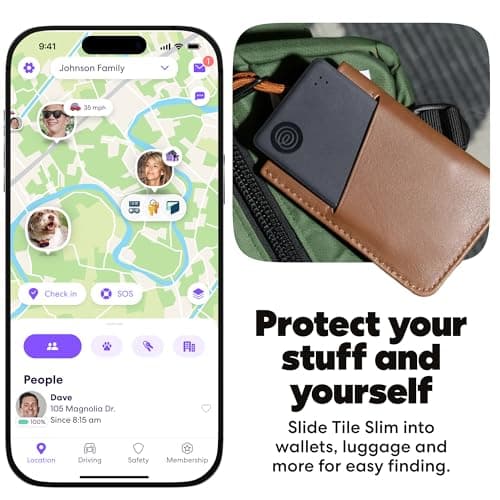 Life360 Tile Slim - Wallet Finder, Bluetooth Tracker and Item Locator for Luggage Tags, Passports and More. Both iOS and Android Compatible. Phone Finder. 2-Pack (Black) — view 2