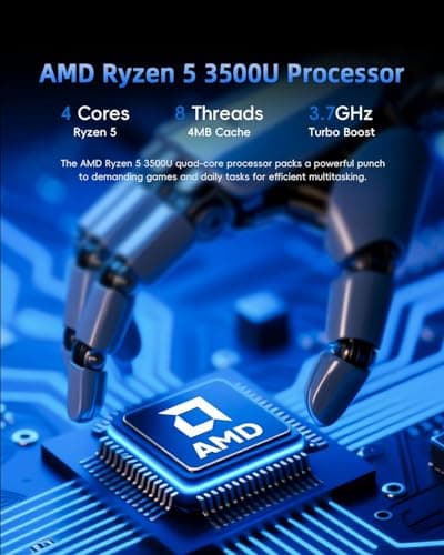 Mini PC, AMD Ryzen 5 3500U (Beats 4300U/N150/N100), 8GB RAM 256GB SSD — view 2