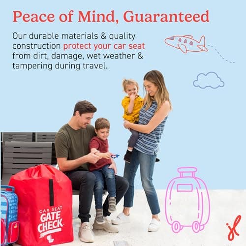 J.L. Childress Gate Check Travel Bag for Car Seats - Car Seat Travel Bag for Airplane, Fits All Baby & Infant Carriers, Airport Accessories for Gate Check, Flying Essentials, AirTag Compatible - Red — view 5