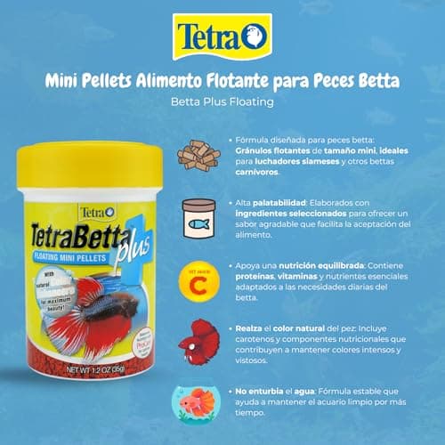 TetraBetta PLUS Floating Mini Pellets, Fish Food With Natural Color Enhancer, 1.2 ounces — view 3