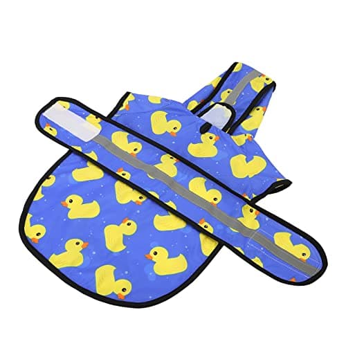HDE Dog Raincoat Jacket Reflective Adjustable Hooded Pet Poncho Rain Coat with Leash Hole for Small to X-Large Dogs Rubber Ducks - L — view 4