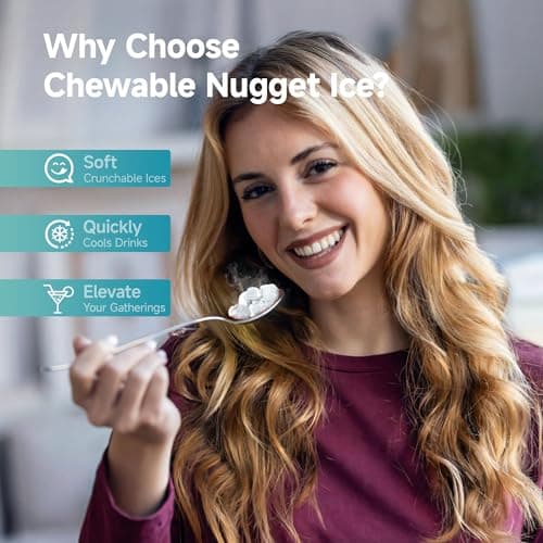 EUHOMY Nugget Ice Makers Countertop, Ready in 8 Mins, 35lbs/24H, Self-Cleaning, Portable Ice Maker Machine with Ice Scoop & Basket, Sonic Ice Maker with Chewable Pellet Ice for Home/Party/RV/Camping — view 2