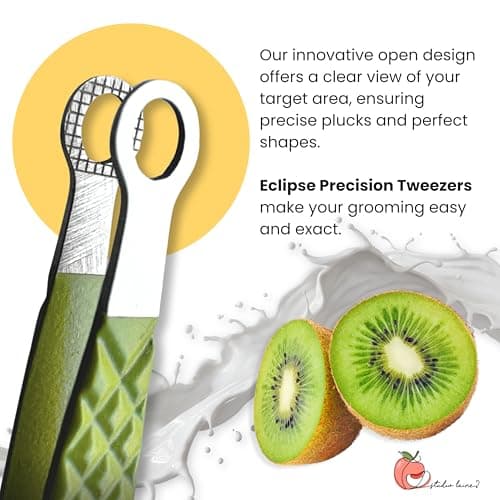 Studio Laine Precision Eclipse Tweezers Stainless Steel Comfort Grip Precision Tip for Women Eyebrows Facial Hair Crafts Jewelry Electronics Repair Peach — view 3