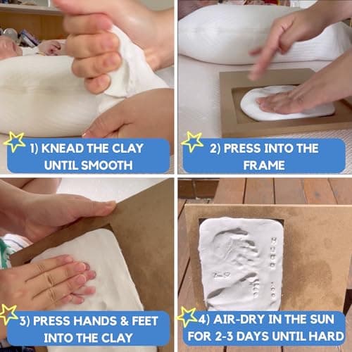 Bubzi Co Footprint & Handprint Keepsake Frame, Baby Memory Display, Nursery Decor, Baby Registry Must-Have, New Parent Gift (Fresh White) — view 2