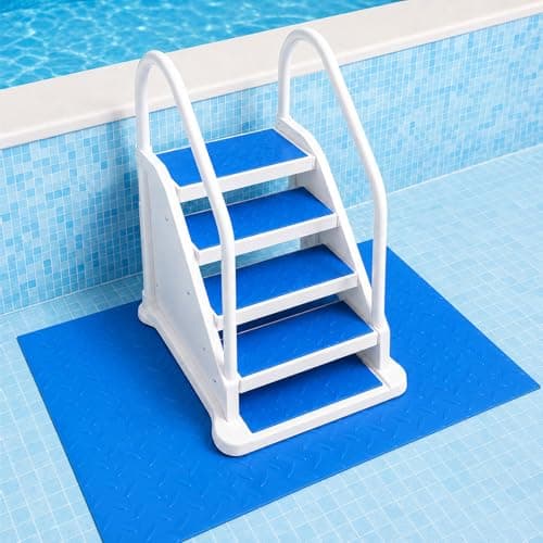 Swimming Pool Ladder Mat 16 x 36 Inch Pool Step Pad with Non-Slip Texture Protective Pool Mat for Above Ground Pool Liner Ladder Pad for Bathroom Kitchen Floor Stairs, Willow — view 5