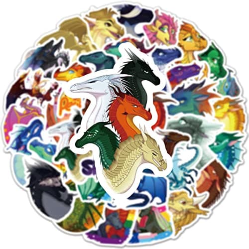 60PCS Wings of Fire Dragon Stickers Pack Manga Character Sticker for Water Bottle Laptop Skateboard Journal, Waterproof Vinyl Cool Decals for Teens Adults Party Supplies — view 5