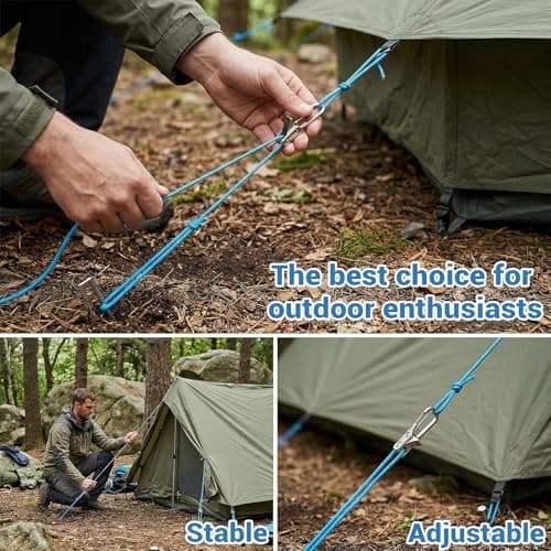 6 Pack Rope with Roller Tensioner for Easy and Secure Tying,2026 New Heavy Duty Retractable Buckle Rope with Accessory Cord for Camping Boating Home Storage Outdoor Use — view 4