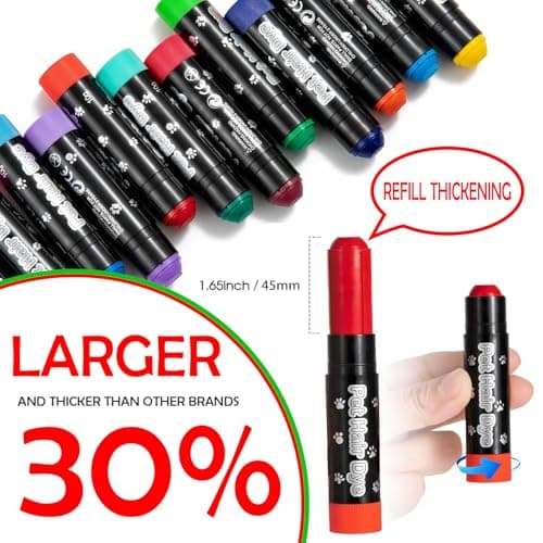 12 Pack Dog Hair Color Dye Temporary Non-toxic Vibrant Colors Washable Pet Safe Paint for Dog Cat Animals