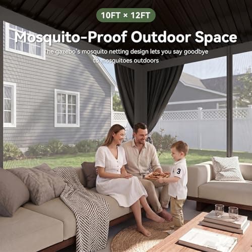 Aoxun 10x12 Gazebo Hardtop Gazebo with Double Galvanized Steel Roof Outdoor Pavilion with Breathable Netting and Privacy Curtain for Backyard (Gray) — view 2