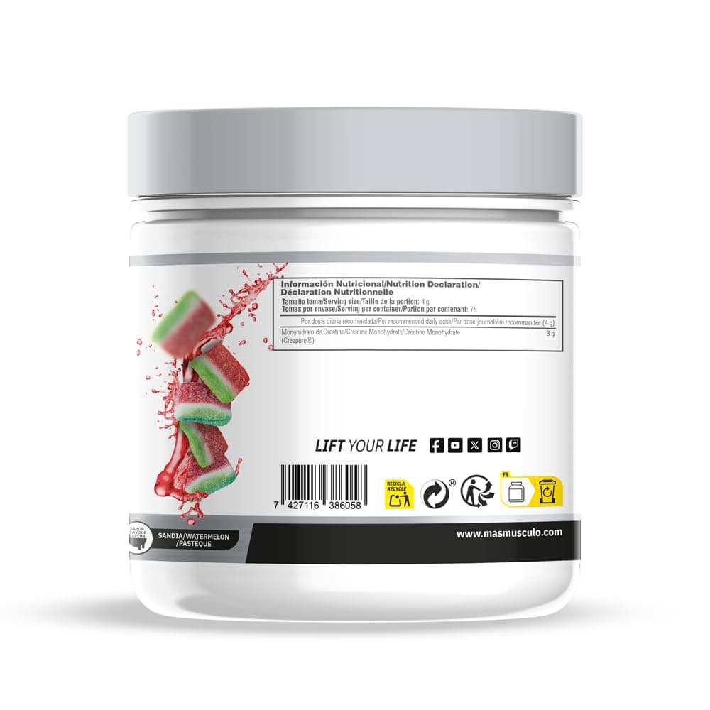 MASmusculo - Creatina Monohidrato Creapure® - en Polvo - Sin Azúcar - 300 g - Bote 3 Meses - Recuperador Muscular - Aumenta Masa Muscular - Sabor Chuches de Sandía — view 3