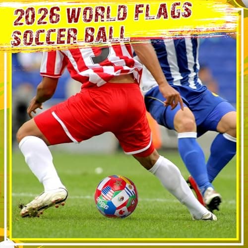 Tellingyou 1 Pack World Flag Soccer Ball Country Flags Training Ball 2026 International Multi Country Design with Pump Needle and Storage Bag for Team Practice Club Games Soccer Fan Gifts (Size 5) — view 4