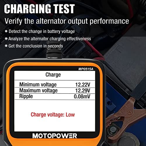 MOTOPOWER MP0515A 12V Car Battery Tester Automotive 100-2000 CCA Battery Load Tester Auto Cranking and Charging System Tester — view 4