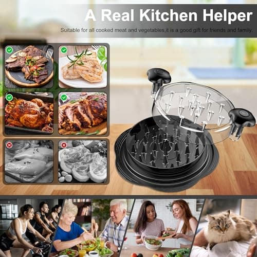 SURETIVIAN Chicken Shredder Tool Twist Large Chicken Breast Shredder with Brush&Fork, Visible Meat Shredder Machine, Strong Anti-Slip Strip, Ergonomic Handle, BPA Free, Suitable for Pork Beef Chicken — view 4