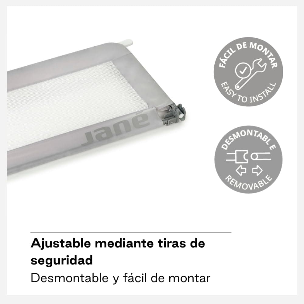 Jané Barrera de Cama Abatible 140 cm, Extra Alta y Transpirable, Plegable con Bolsa de Transporte, Color Gris — view 5