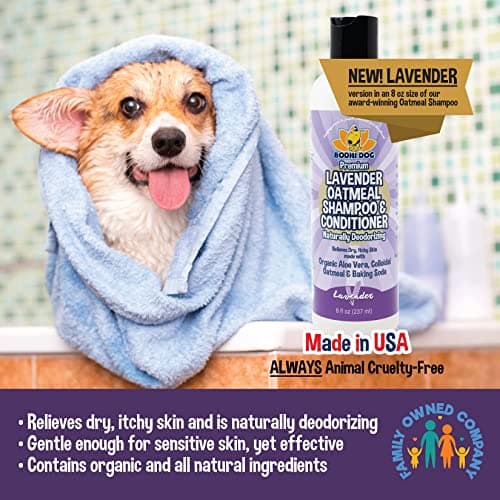 Bodhi Dog Premium Lavender Oatmeal Shampoo & Conditioner - Organic Formula for Dogs, Cats & Pets - Hypoallergenic, Soothes Dry, Itchy Skin & Supports Skin Health - Made in USA (8 Fl Oz) — view 3
