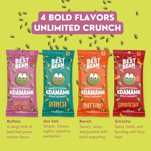 Best Bean Co. Roasted Edamame Variety Pack, 11g Protein, 24x26g — view 2