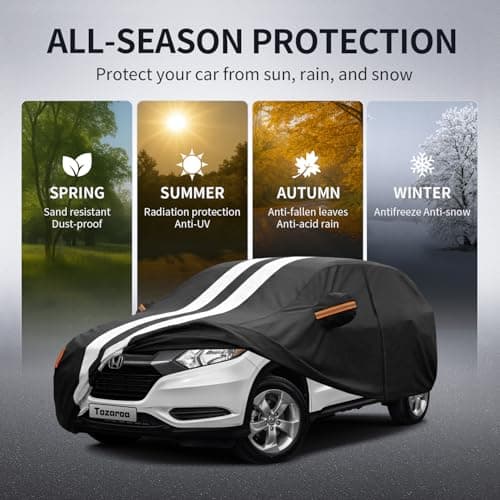 Multi-Layer Car Cover Custom Fit for Honda HR-V (2016-2026), 100% Waterproof All Weather for Automobiles, Gift with Towel, Heavy Duty Car Covers for Rain Sun UV Protection with Door Zipper. — view 3