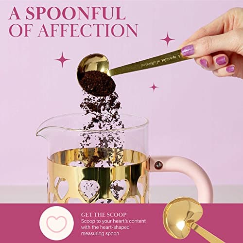 Paris Hilton French Press Coffee Maker With Heart Shaped Measuring Scoop, 2-Piece Set, 8-Cup or 34-Ounce, Pink — view 5