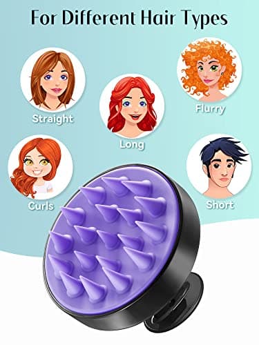 HEETA Scalp Massager for Hair Growth, Head Massager Scalp Scrubber Hair Shampoo Brush Exfoliator with Soft Silicone Bristles Dandruff Removal for Woman Man Dry Wet Use, Black — view 5