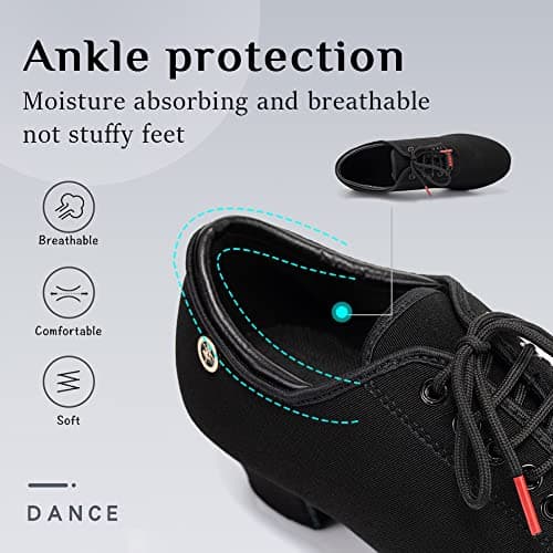 YKXLM Women Latin Ballroom Dance Shoes Practice Modern Salsa Teaching Performance Dancing Shoes,1.25''Heel,Black,7.5 US — view 2