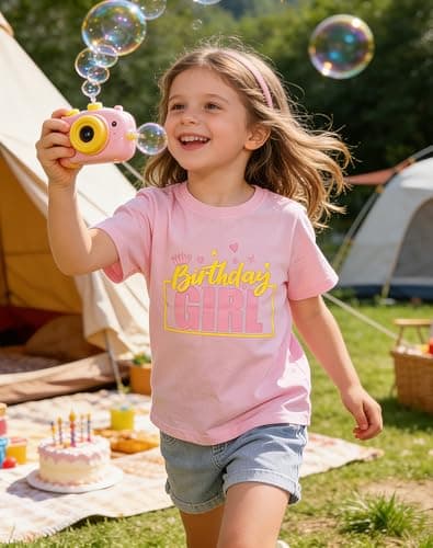Cozkkidx 5th Birthday Girl Shirts 5 Years Old Soft Cotton T-Shirt Cute Funny Birthday Short Sleeve Tee Shirts Top Pink 5-6t — view 2