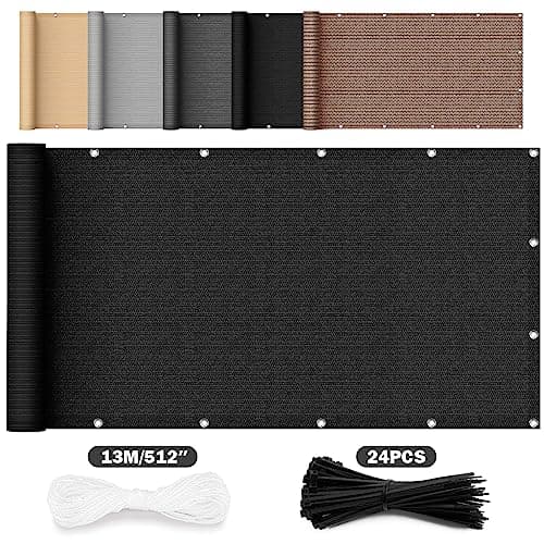 UIRWAY Privacy Screen Balcony Fence 3'x10', Garden Courtyard Privacy Fence Screen with Zip Ties UV Protection, for Animal Barriers, Decks, Patios, Outdoor Pools, Porches, Condo Railings - Black — view 7