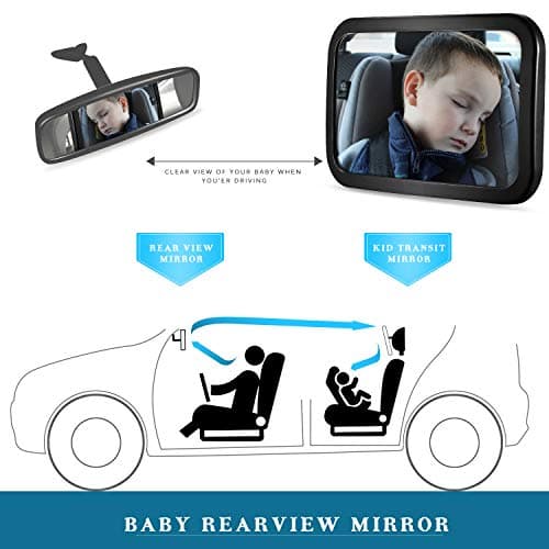 Baby Car Mirror, DARVIQS Car Seat Mirror, Safely Monitor Infant Child in Rear Facing Cars Seat, Wide View Shatterproof Adjustable Acrylic 360°for Backseat, Crash Tested and Certified for Safety — view 3
