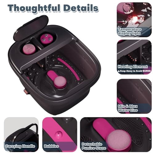 Aqvesane Collapsible Foot Bath with Remote Control, Foot Spa Bath Massager with Heat, Bubble, Temperature Control, 3 Pedicure Attachments, Foot Soaking Tub for Tired Feet — view 4