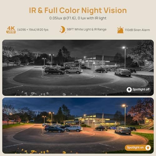 4K Dual-Lens PoE Security Camera with 180° Panoramic View, 8MP IP Outdoor Camera 98ft Full Color/IR Night Vision,Person/Vehicle Detection,Two-Way Talk,SD Slot(512GB)Compatible with Hik Vision NVR NDAA — view 3