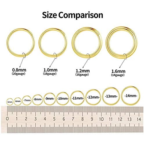 8mm Septum Ring Gold Nose Rings Hoop 18 Gauge Nose Hoop Helix Daith Tragus Earrings Hinged Segment Septum Clicker Lip Rings 18g Cartilage Earring Nose Piercing Jewelry Surgical Steel — view 2