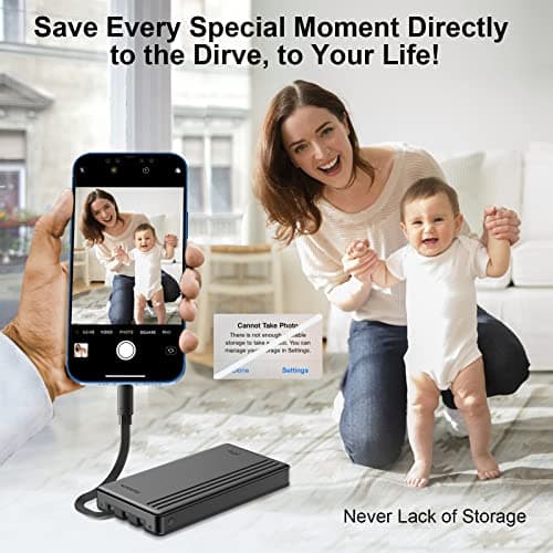 ySky MFi Certified 500G Portable External Hard Drive for iPhone iPad MacBook Windows Computer USB C Android Phones to Backup,Photo Stick for iPhone17/16/15/14/13((one Click Backup) — view 5
