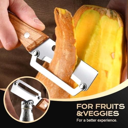 Multi-Functional Vegetable Peeler for Kitchen, Ultra-Sharp Stainless Steel Blade with Wooden Handle and Bottle Opener, for Vegetables or Fruits that Need to Be Peeled (1Pcs) — view 4