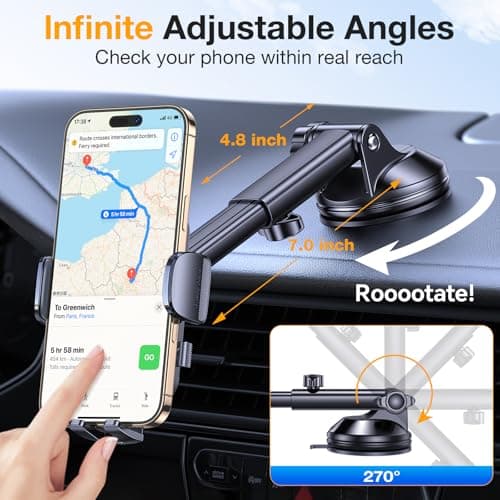 Romuto Phone Holders for Your Car Phone Holder Mount【Super Suction】Cell Phone Holder for Car Accessories for Women Men【360° Adjustable】Suction Phone Mount for Car, Window, Bathroom for iPhone Samsung — view 3
