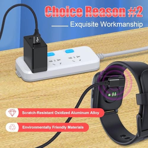 AGVEE 3.3ft Charger for Garmin Watch, L-Shape Charging Cable — view 2