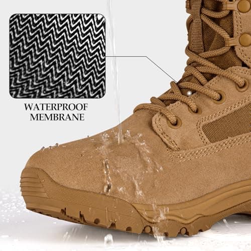 FREE SOLDIER Men's Tactical Boots 8 Inches Lightweight Combat Boots Durable Suede Leather Military Work Boots Desert Boots — view 3