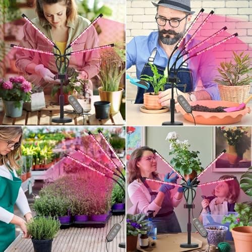 Grow Lights for Indoor Plants, Four Head LED Grow Light with Full Spectrum & Red White Spectrum for Indoor Plant Growing Lamp, 4/8/12H Timer, Adjustable Gooseneck, 3 Switch Modes — view 6