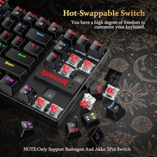 Redragon K552 Mechanical Gaming Keyboard, 87-Key Compact, LED Gaming Keyboard with Red Switches, Anti-Ghosting, Metal Frame for PC Gaming & Typing, Beginner-Friendly (Black) — view 5