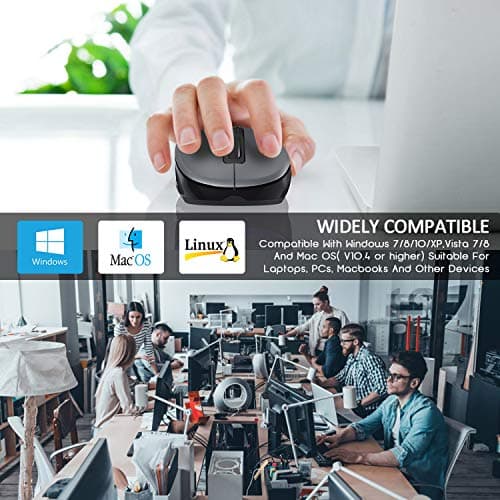 WisFox 2.4G Wireless Mouse for Laptop, Ergonomic Computer Mouse with USB Receiver and 3 Adjustable Levels, 6 Button Wireless Mice for Windows Mac PC Notebook (Grey) — view 6