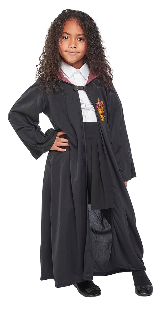 Rubies Disfraz Hermione Clásico para niñas, Túnica negra con broche y emblema de Gryffindor, Magos, Hogwarts, Licencia Oficial Warner Bros Harry Potter — view 4