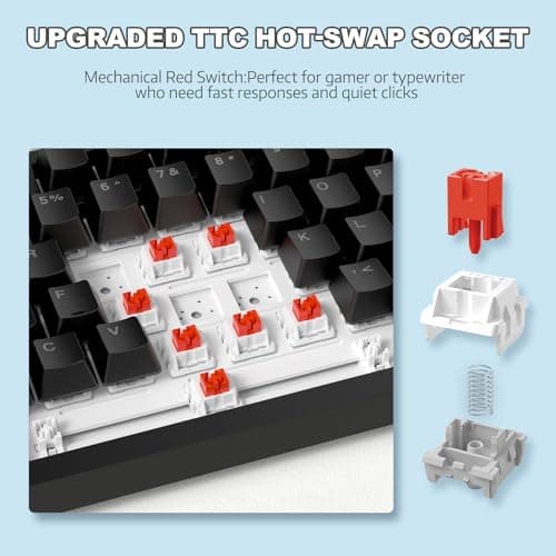 ATTACK SHARK Ajazz AK820 Mechanical Keyboard with with CNC Knob Control,75% Gasket Mount Keyboard and Detachable USB Wired Gaming Keyboard for Wind/Mac,White Light,NKRO,Blue Clicky Switch(Black) — view 4