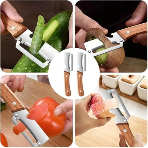 Zero Snag Wooden Peeler, Multifunctional Vegetable Peeler, Premium Stainless Steel Grade Fruit and Vegetable Peeler for Kitchen, Fruit, Apple, Potato, Pumpkin, Papaya, Zucchini (1Pcs) — view 5