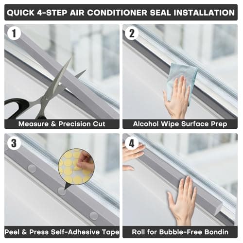 FoamJoy 2Pcs 1" x 1" x 6.5Ft AC Window Seal Kit with Adhesive, Gray Foam Strips for Air Conditioner Window Weather Stripping, Window Units, Doors and Windows Insulation, Energy Saving & Dustproof — view 5