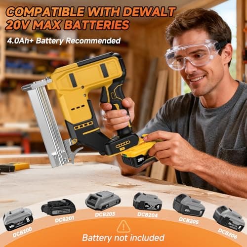 2-in-1 Cordless 18GA Nail Gun & Staple Gun Compatible with Dewalt 20V Max Battery (Not Included), Brad Nailer & Stapler Battery Powered with 1200 Nails/Staples — view 3