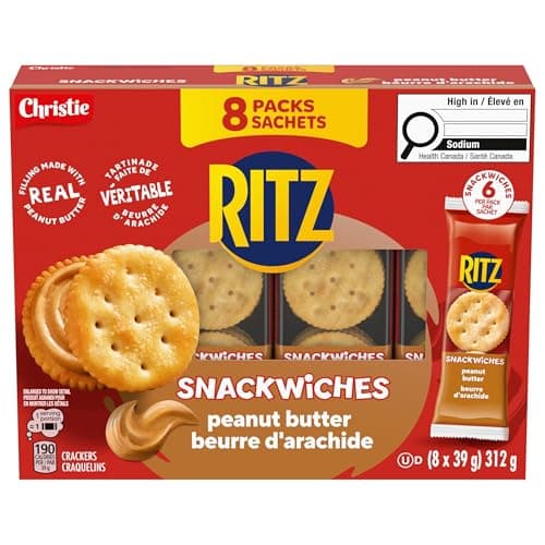 RITZ Peanut Butter Cracker Snackwiches, Filling Made With Real Peanut Butter, 312 g (Pack of 8)