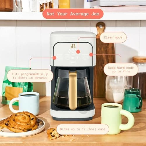 12 Cup Programmable Coffee Maker, 24 Hour Auto Brew, Touch Display, Bold Strength Control, Glass Carafe, Reusable Filter, Auto Shut Off — view 3