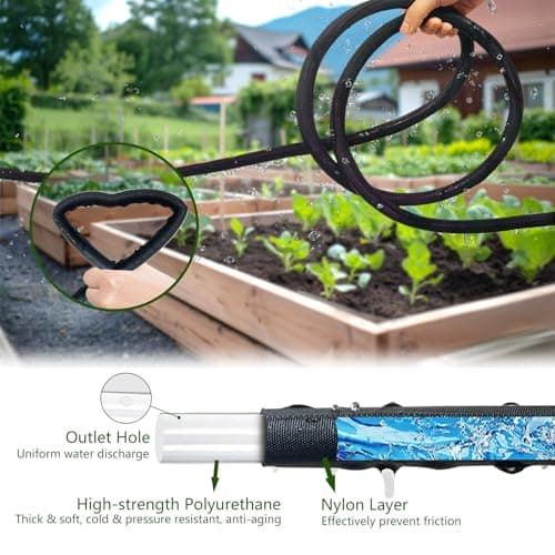 Soaker Hose 100FT, Thickened Flat Soaker Hoses For Garden 100 ft 2 pack, Drip Irrigation Hose Saves 80% Water, Leak-free Design Water Hose with Holes For Lawn, Flower Bed, Vegetable Field (50 FT x 2) — view 5