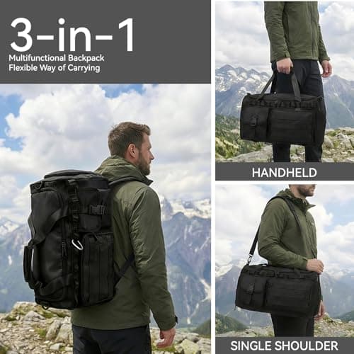 3-in-1 45L Gym & Travel Duffle Bag Backpack with Shoe Compartment & Wet Pocket – Multi-Functional Sports Bag for Workout, Weekend, Overnight Use — view 2