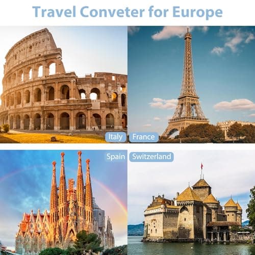 ANTPO 220V to 110V Voltage Converter US to Europe with 2 USB Port 2 USB C PD 20W,2 AC Outlets Travel Converter for European Travel Power Adapter Combo for Germany France Italy Spain (Black) — view 4